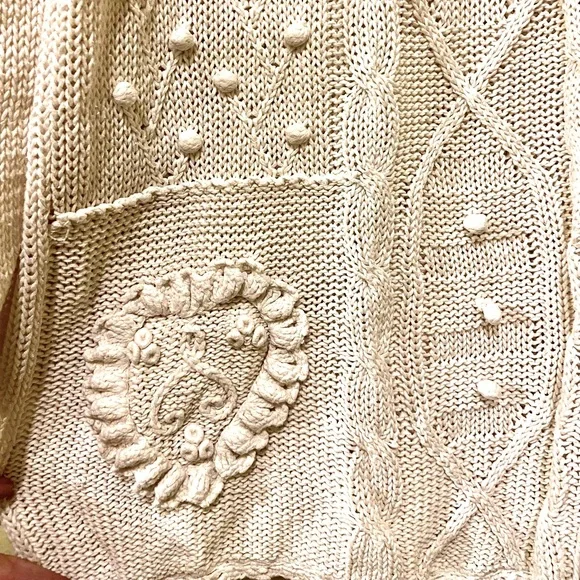 Vintage cotton / ramie sweater Aran style sweater - Picture 4 of 11